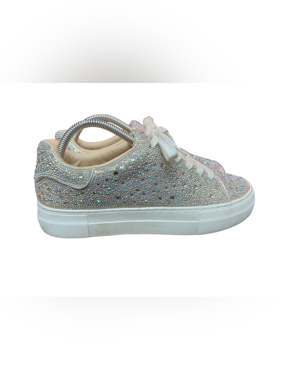 BETSEY JOHNSON Sidny Ivory Pearl Rhinestone Platform Sneakers Sz 9